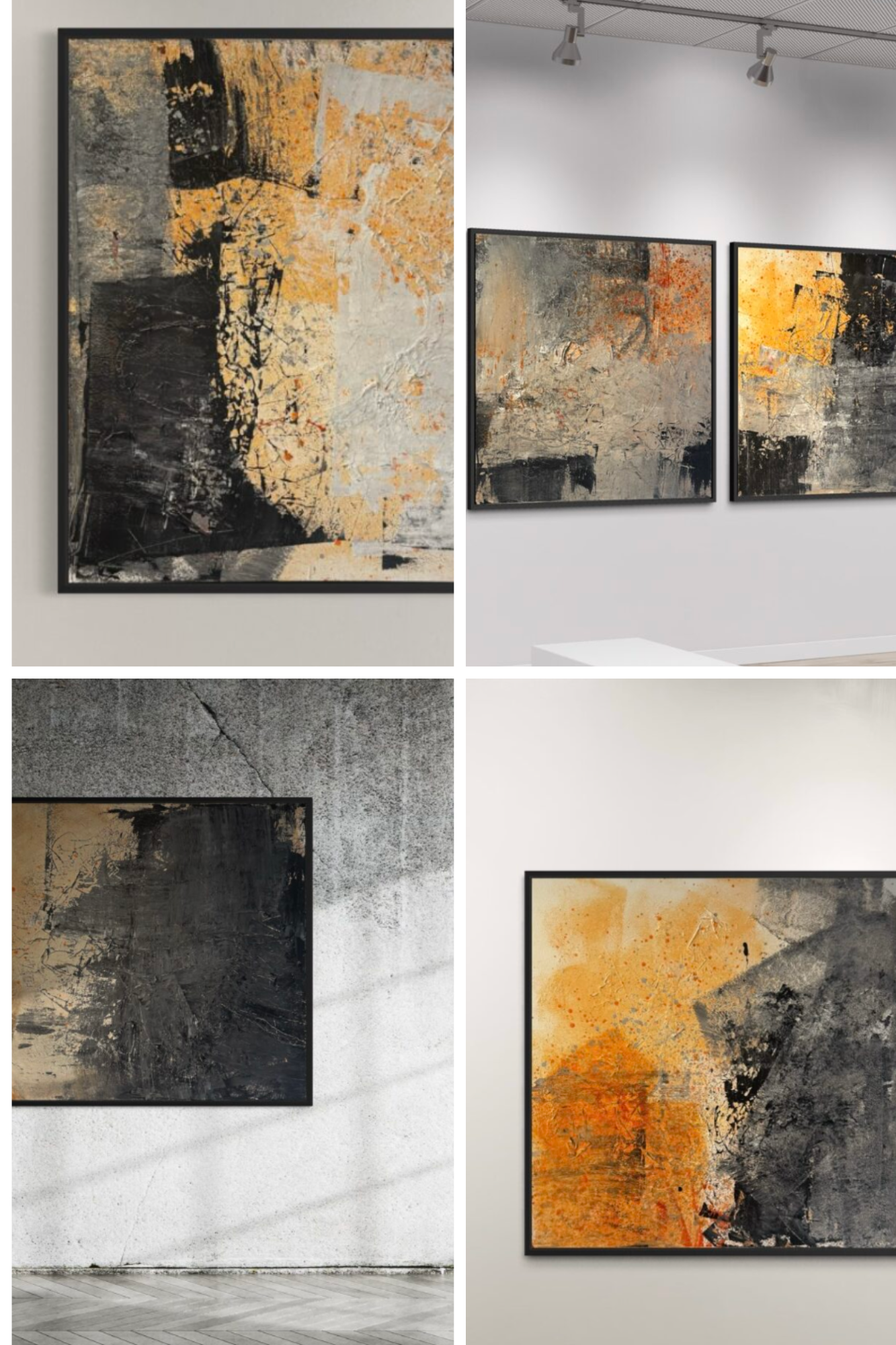 Persistent Prosecco Series
Persistent Prosecco is a study of renewal, endurance, and the shimmer that returns no matter what lies beneath it. Built through scraped surfaces, rain-softened atmosphere, and layered pigment, the series reflects continual rising, warmth pushing through shadow, clarity forming through density, and a deliberate choice to move toward brightness.

As a contemporary abstract artist, Gina Keatley approaches painting as excavation and uplift. Each work becomes a visual toast to persistence. Mineral greys, glowing ochres, deep blacks, and luminous atmospheric veils all work together to express momentum and self-recognition. Persistent Prosecco affirms her evolving artistic voice, merging texture, process, and transformation into a cohesive and resonant visual language.

